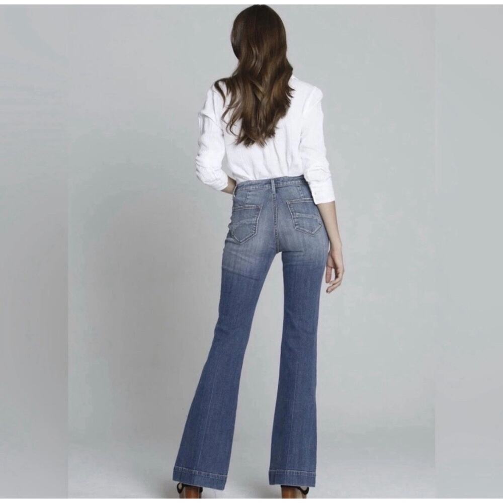 Driftwood Farrah Sailor Flare Jeans Blue Medium Wash Button Front High Rise 27 - Picture 10 of 12
